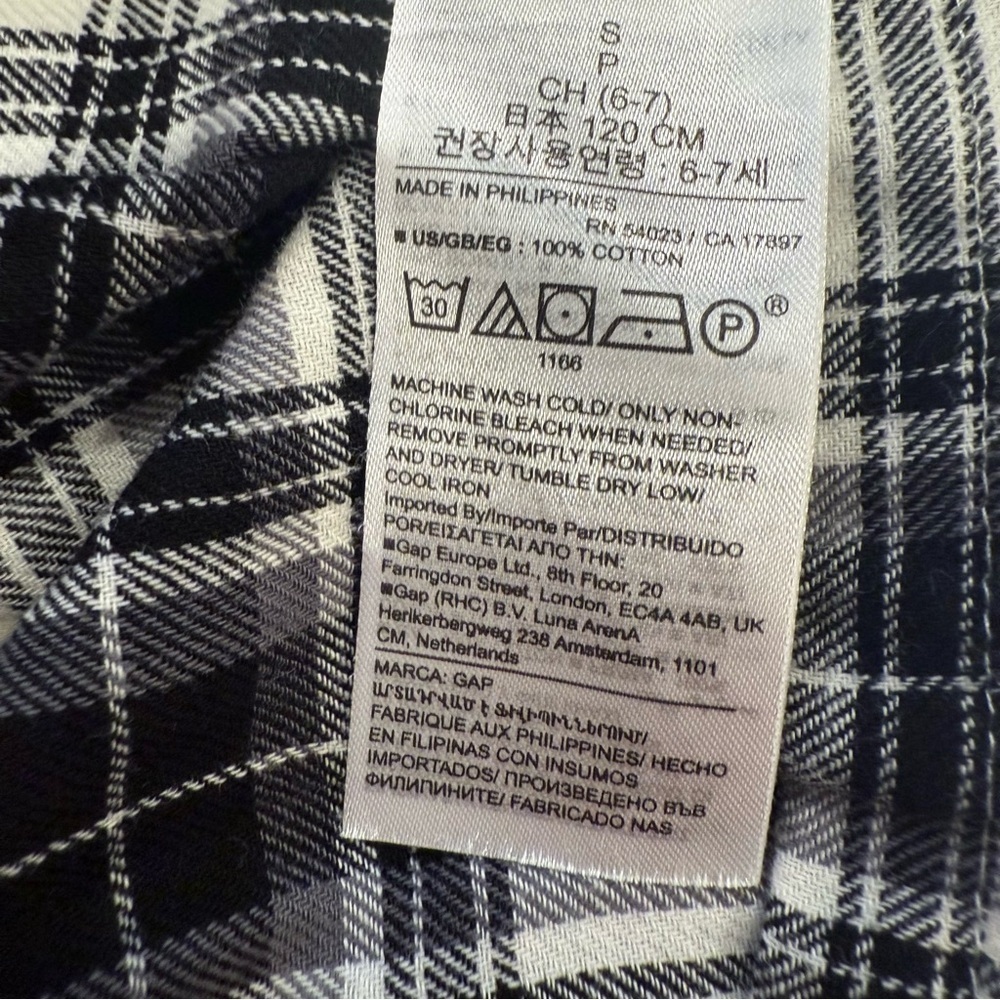 GAP Girl's 100% Cotton Square Neck Plaid Tiered Black White Dress Size Small - Picture 5 of 5